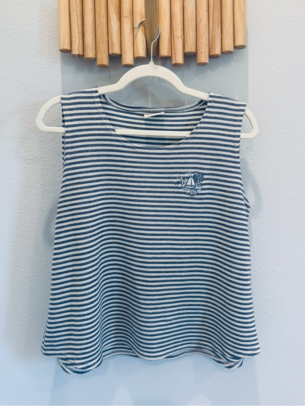 Vintage Striped Blue & White Sleeveless Tank Coastal